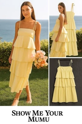 Vestido Show Me Your Mumu Para Mujer XXl Meet Lindo Amarillo Satinado Maxi Vestido Nuevo Sin Etiquetas Foto 1 de 4