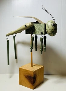 Wooden Grasshopper Garden Decor Handmade 12” Tall - Picture 1 of 11
