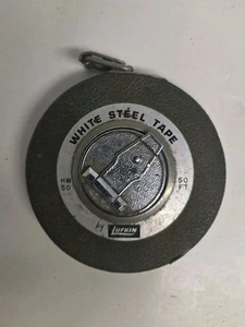 Vintage Lufkin 50' White Steel Tape Measure, Carpentry Collectible - Picture 1 of 4