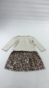 Crewcuts Dress Girls Size 8 White Gold Sequin Long Sleeve Holiday Party Sparkle - Picture 1 of 8