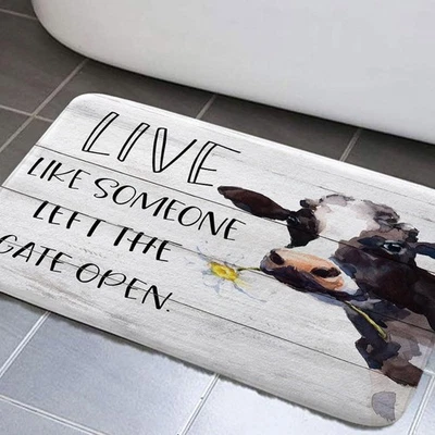 Alfombras de baño de vaca, lindas alfombras de baño de animales de madera occidental de granja para baño,... Foto 1 de 4