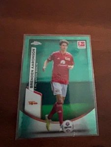 2023 2024 Topps Chrome Aqua Prism Refractor Bundesliga #8 Brenden Aaronson - Picture 1 of 2