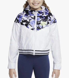 Nike Sportswear Girls White Zip Windrunner Lightweight Jacket Size S - Picture 1 of 10