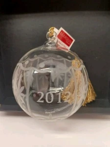 2012 Waterford Marquis klare Kristall Jahreskugel Weihnachtsschmuck Gold Quaste - Bild 1 von 5