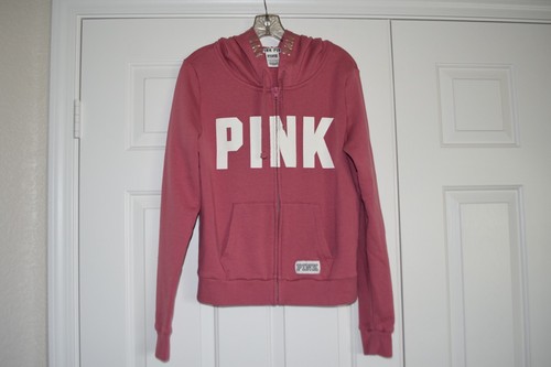 UNDERCOVER Giacca con cappuccio Victoria's Secret ROSA taglia L rosa zip davanti ROSA sul davanti