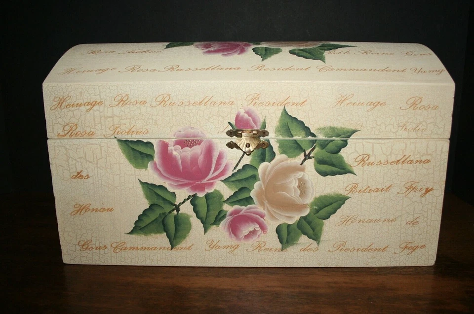 De Colección Cofre del Tesoro Cartón Almacenamiento Rosas Rosas Cartón Pintado a Mano Foto 1 de 4
