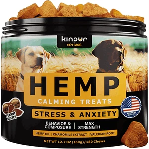 Natural Calming Chews for Dogs with Hemp Oil and Valerian Root (Peanut Butter - Picture 1 of 7