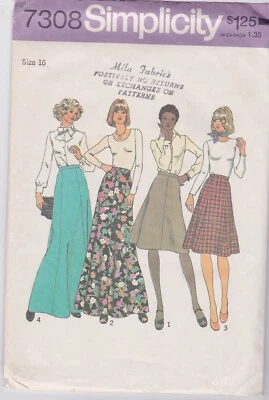 Simplicity Sewing Pattern 7308 Misses Women Skirt two lenghs 1975 uncut Size 16 - Image 1 of 2
