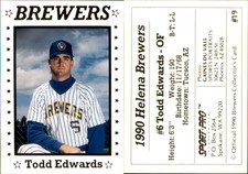 Todd Edwards 1990 Sport Pro Helena Brewers #19 Card *AutographDen*