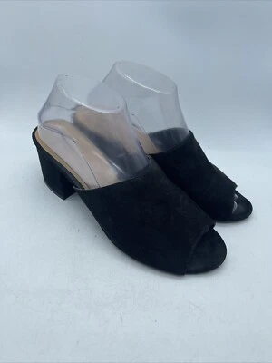Rue 21 Etc! Zapatos para mujer negros de gamuza sintética de tacón grueso sin cordones punta abierta talla 8/9 Foto 1 de 4