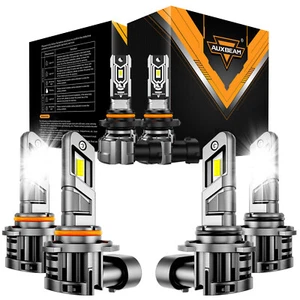 AUXBEAM 9005 9006 H10 LED Headlight Bulbs for Ford Explorer 2002 2003 2004 2005 - Foto 1 di 12