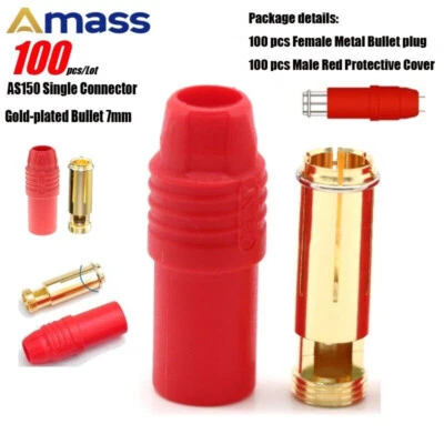 100pcs Single AS150 7mm Female Connector RED Male Cover for Drone Copter - Image 1 of 4