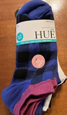 ¡ENVÍO GRATUITO! HUE 6 Pares Calcetines Mujer Super SUAVES Forro Cuadros, Sólidos (J13) Foto 1 de 4