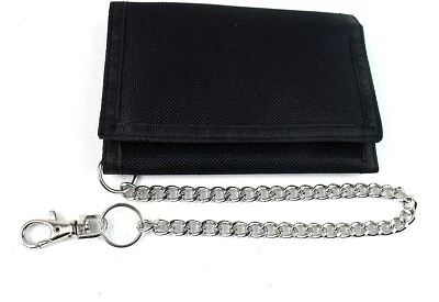 CANVAS WALLET with SECURITY CHAIN Mens Boys Gents hook and loop
