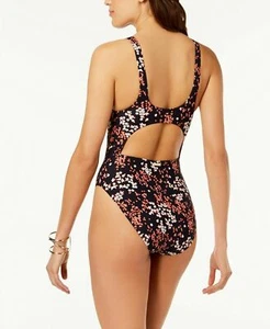 Traje de baño de pierna alta con estampado de una pieza recortado rosa 10 - Imagen 1 de 2