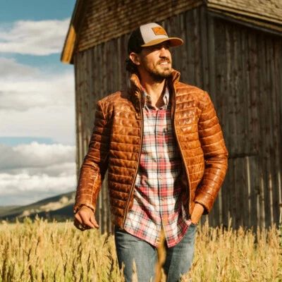 Bridger Leather Down Jacket , 100% Full Grain LambSkin Leather with Insulation - Image 1 of 4