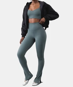 Athleta Womens Elation Ultra High Rise Split Slim Flare Pant NWT size Small Eden - Picture 1 of 5