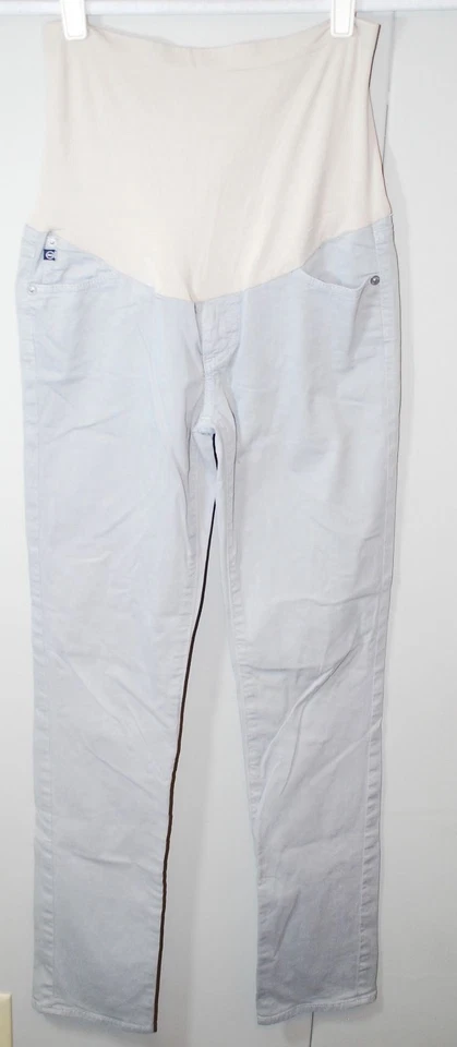 A Pea in a Pod Maternity Skinny Leg Pants - Gray Twill Cotton Full Stretch Panel - Image 1 of 4