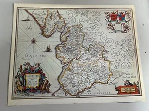 Lancastria by Jan Jansson 1641, Lenght 31 height 25 cm. - Picture 1 of 1