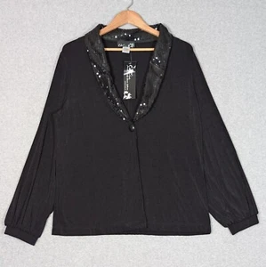 Vintage Sequin Collar Sweater Womens Large 1 Button Carolyn Strauss USA Made New - Picture 1 of 7