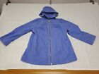 Dennis Basso Water Resistant Hooded Jacket with Striped Lining, Periwinkle SZ LG