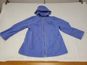 Dennis Basso Water Resistant Hooded Jacket with Striped Lining, Periwinkle SZ LG - Picture 1 of 19