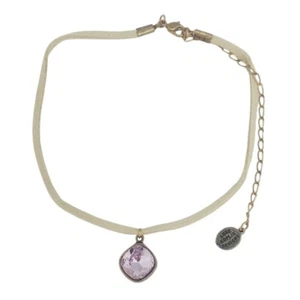 Anne Koplik Parisa Violet Purple Crystal Suede Leather Choker Necklace - Picture 1 of 4