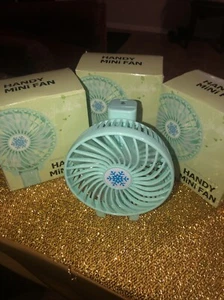NEW Blue Rechargeable Mini Portable USB High 8 Hr 3 Speed Cooling Fan i30 - Picture 1 of 5