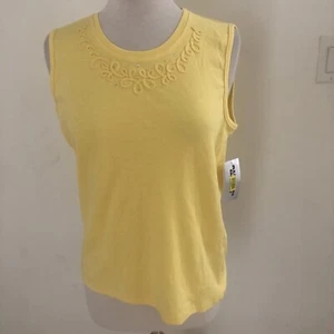 Allison Daley Women's Sun Yellow Embellished Tank Top Tee Sleeveless Size PM - Picture 1 of 7