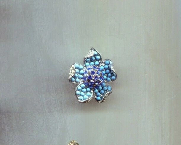 ANILLO FLOR GRANDE TURQUESA CHICO;S Foto 1 de 1