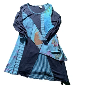 Petersilie & Salbei Tunika Damen MED türkis bunt geometrisch Long Top asymmetrisch Shirt - Bild 1 von 9