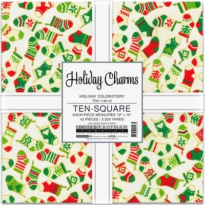 Ten-Square Holiday Charms Christmas Winter Layer Cake Fabric Precuts M536.37 - Image 1 of 2