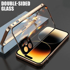 Case For iPhone14 Pro Max Plus 13 12 Metal Double sided Glass Buckle 360 Protect