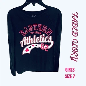 Girls Faded Glory Size 7 Pink & Black Long Sleeve Shirt! - Picture 1 of 5