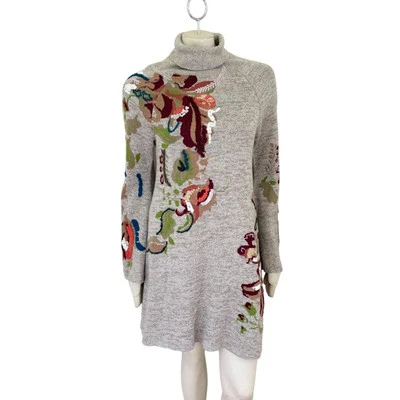 NWT KNITTED & KNOTTED Anthropologie Embroidered Petals Swing Dress WOMENS MEDIUM - Image 1 of 4