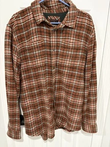 PRANA Shirt Mens Large Flannel Plaid Button Up long Sleeves Hiking Outdoor - Picture 1 of 2