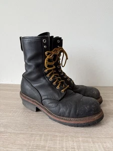 USA MADE Red Wing 2218 Steel Toe Black Logger Lineman Boots Work Men’s 9.5 D - Picture 1 of 9