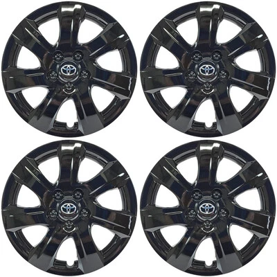 ADEQUADO PARA Toyota Camry 16" tampas de roda calotas pretas brilhantes # 445-16BLK + CONJUNTO DE LOGOTIPO/4 - Imagem 1 de 4