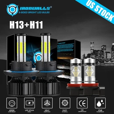 Faros antiniebla LED H13+H11 6 lados blancos para Jeep Renegade 2015-2025 Foto 1 de 4