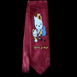 Hello Kitty Vintage Krawatte 100 % feine Seide weinrot Made in Italy neu aus altem Lagerbestand - Bild 1 von 13