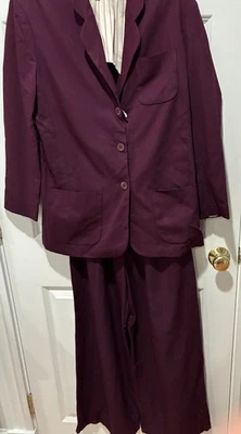 Chaqueta Blazer Ann Taylor Vintage 3 Botones y Pantalones Pierna Ancha Granate Talla 6 EE. UU. Foto 1 de 4