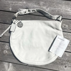 COACH Ali 13655 White Pebbled Leather XL Hobo Charm Silver Y2K Shoulder Bag - Picture 1 of 14