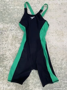 Traje de baño Speedo para mujer talla 8/24 PowerPLUS piel de rodilla de una pieza verde negro - Imagen 1 de 5