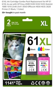 Cartucho de tinta negro 2PK HP61XL color para Deskjet evny officejet 1000 2000 HP pr - Imagen 1 de 12