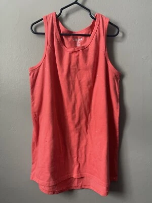 Cat & Jack Kids Girls Lightweight Shimmery Sparkly Sleeveless Tank Top Coral L - Image 1 of 4