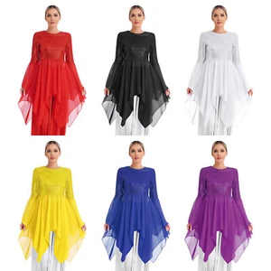 Womens Liturgical Ballroom Dresses Tunics Dance Tunic Dancewear Praise Shiny - Picture 1 of 85