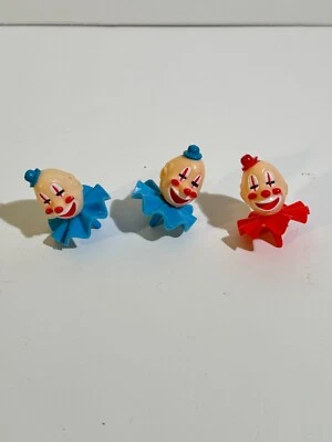Vintage Clown Heads Wilton Cake Topper set of 3 blue and red Foto 1 de 4