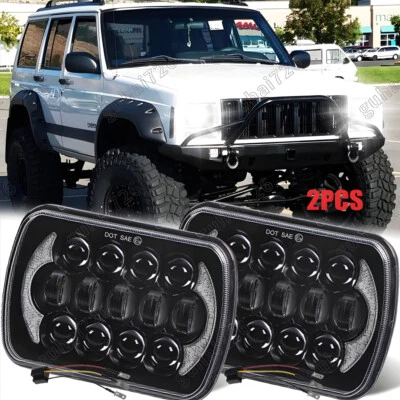 Pair 5x7" 7x6 LED Headlights For Jeep 84-2001 Cherokee XJ /For 86-1995 Wrangler - Image 1 of 4