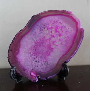 Quality Agate With Display Stand Natural Geology Mineral Stone Pink D-53 - Picture 1 of 2