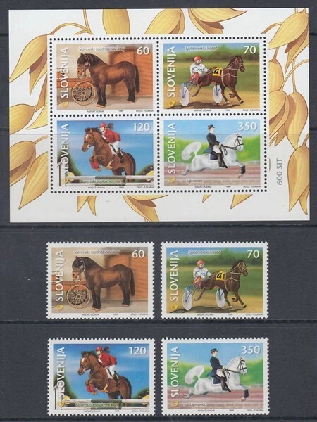 SLOVENIA 1999 ЛОШАДЕЙ НОВОМ НАБОР (x4) и M/S (ID:500/D56153) - Изображение 1 из 1